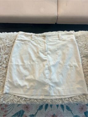 Women's Cream Mini Skirt with Button Front